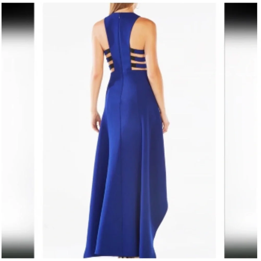 BCBG Cobalt Blue High-Low Cutout Evening Dress - Picture 3 of 6